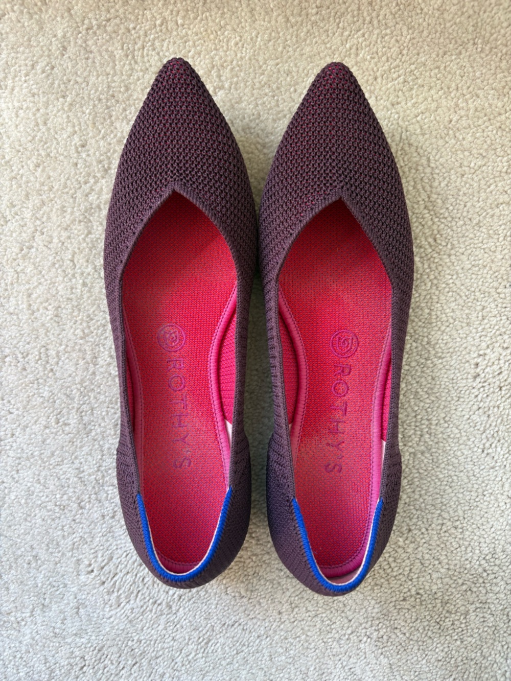 Rothy's Women's Wine Knit Ballet Flats with Pink Insole